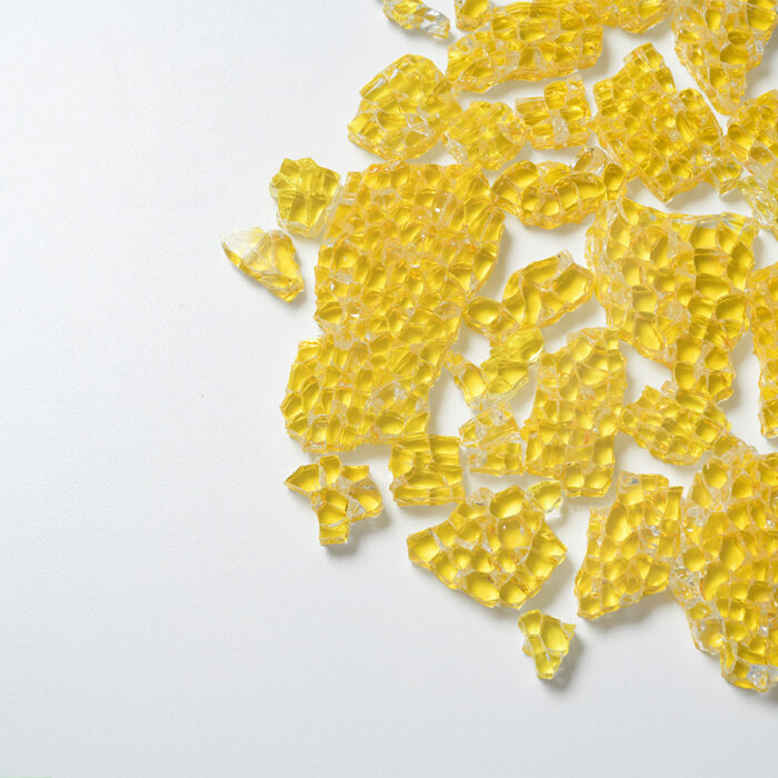 Mosaikshop Schweiz - Mosaiksteine| Eisglas - polygonal - transparent - glanz - gelb |  E7
