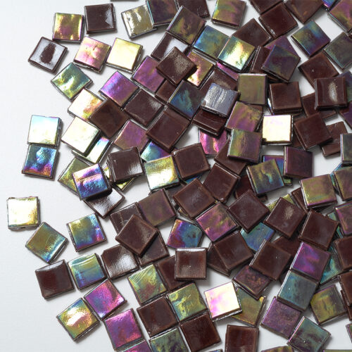Mosaikshop Schweiz - Mosaiksteine| Perlglas - irisée - opak - braun - 15x15mm |  EO42-15