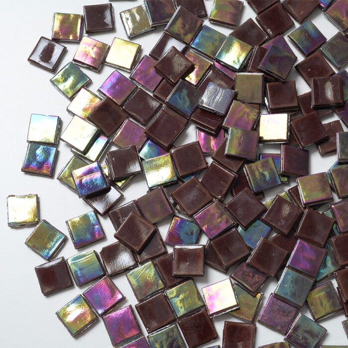 Mosaikshop Schweiz - Mosaiksteine| Perlglas - irisée - opak - braun - 15x15mm |  EO42-15