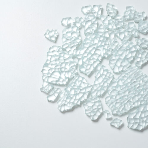 Mosaikshop Schweiz | Eisglas Spiegel - matt - polygonal - silberfrost - Höhe 6mm |  ES21-6