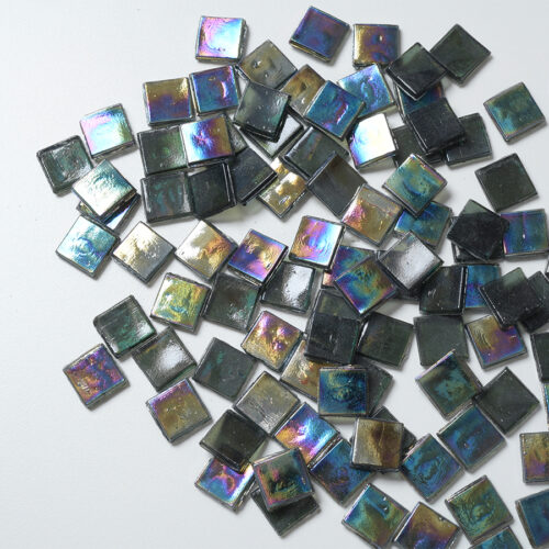 Mosaikshop Schweiz - Mosaiksteine| Perlglas - irisée - transparent - grau - 15x15mm |  ET11-15