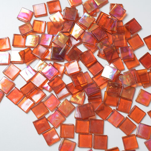 Mosaikshop Schweiz | Perlglas - irisée - transparent - orange - 15x15mm |  ET51-15