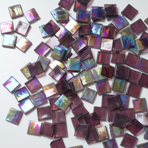 Mosaikshop Schweiz - Mosaiksteine| Perlglas - irisée - transparent - lila - 15x15mm |  ET62-15