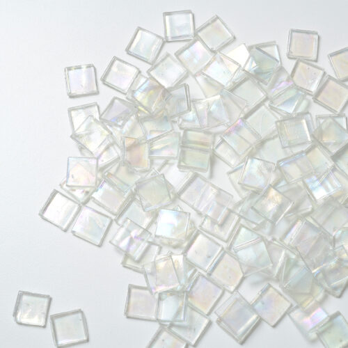 Mosaikshop Schweiz - Mosaiksteine| Perlglas - irisée - transparent - farblos - 15x15mm |  ET90-15