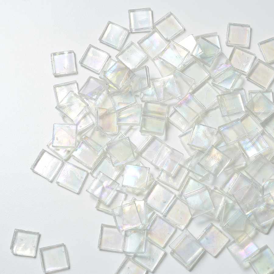 Mosaikshop Schweiz | Perlglas - irisée - transparent - farblos - 15x15mm | ET90-15