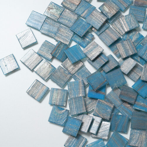 Mosaikshop Schweiz - Mosaiksteine| Murano kupfer - transparent - türkisblau - 20x20mm |  G343