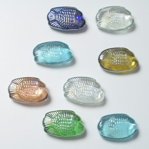 Mosaikshop Schweiz - Mosaiksteine| Fisch Mix 2 (3 Stk.) - transparent - irisée - 30-45mm |  GFG43