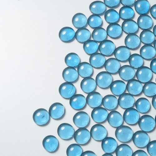 Mosaikshop Schweiz - Mosaiksteine| Glasnuggets - transparent - blaugrau - rund - 15-18mm |  GNBL07