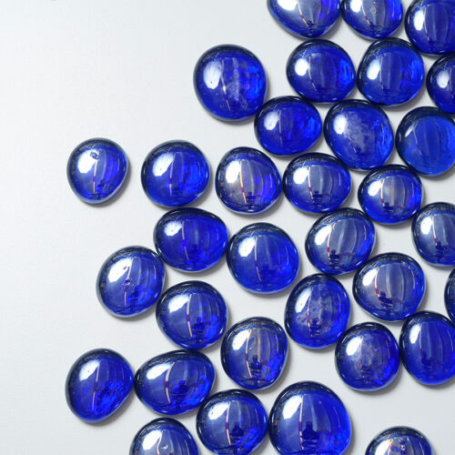 Mosaikshop Schweiz - Mosaiksteine| Glasnuggets - transparent - irisée - nachtblau - rund - 30-35mm |  GNBLI09