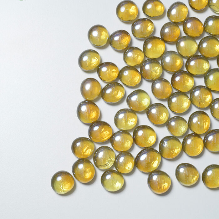 Mosaikshop Schweiz - Mosaiksteine| Glasnuggets - transparent - gelb - rund - 18-20mm |  GNG04