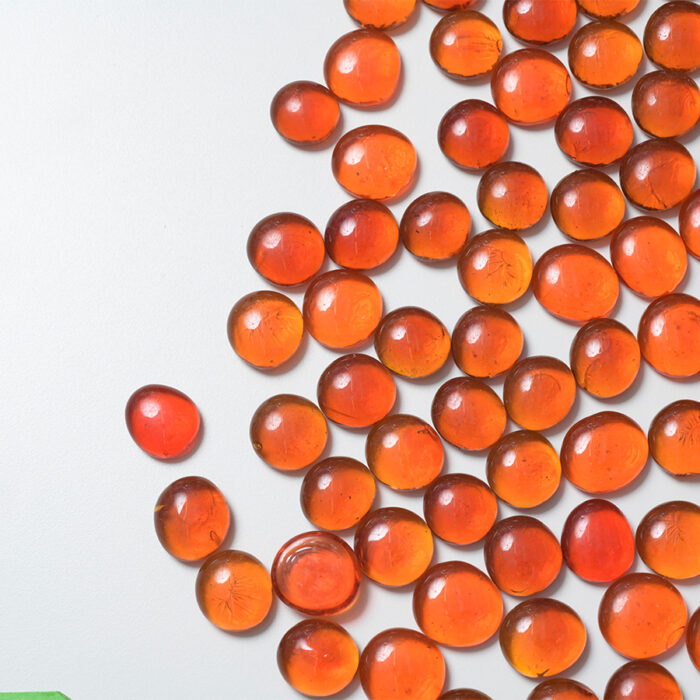 Mosaikshop Schweiz - Mosaiksteine| Glasnuggets - transparent - orange - rund - 15-17mm |  GNO03