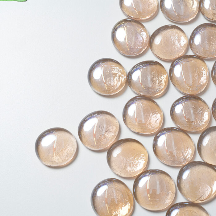 Mosaikshop Schweiz - Mosaiksteine| Glasnuggets - transparent - irisée - lachs - rund - 30-35mm |  GNPI03