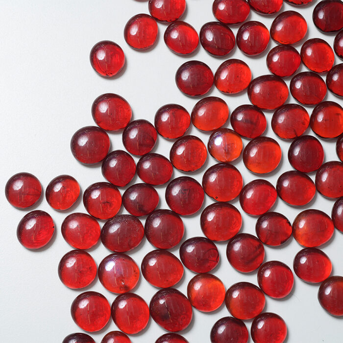 Mosaikshop Schweiz - Mosaiksteine| Glasnuggets - transparent - rot - rund - 18-20mm |  GNR03