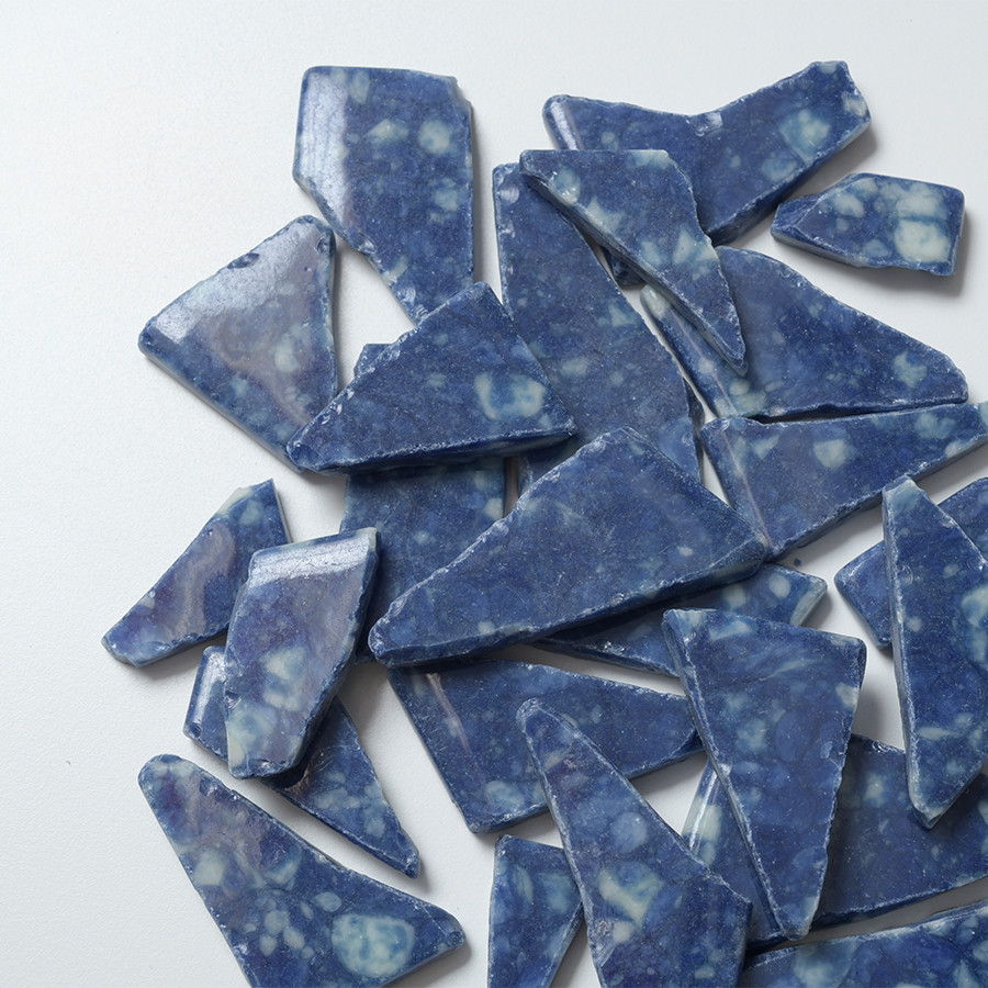 Mosaikshop Schweiz - Mosaiksteine| Marmor - Blue Bahia Imitat - polygonal - ca. 20x60x8mm | M41-P