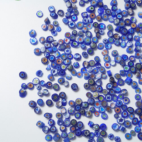 Mosaikshop Schweiz - Mosaiksteine| Mille Fiori - rund - opaq - blau Mix - 4-5mm - 10 Stk. |  MF01