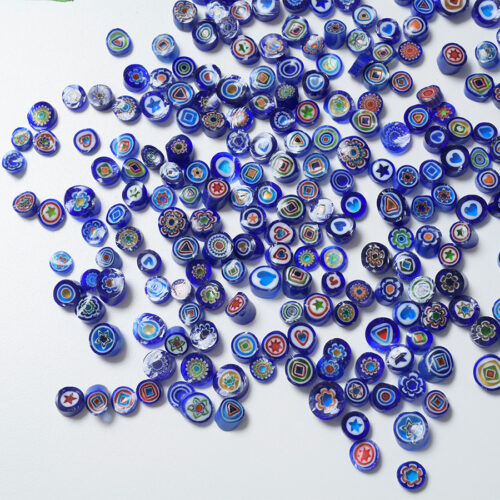 Mosaikshop Schweiz - Mosaiksteine| Mille Fiori - rund - opaq - blau Mix - 9-10mm - 10Stk. |  MF03