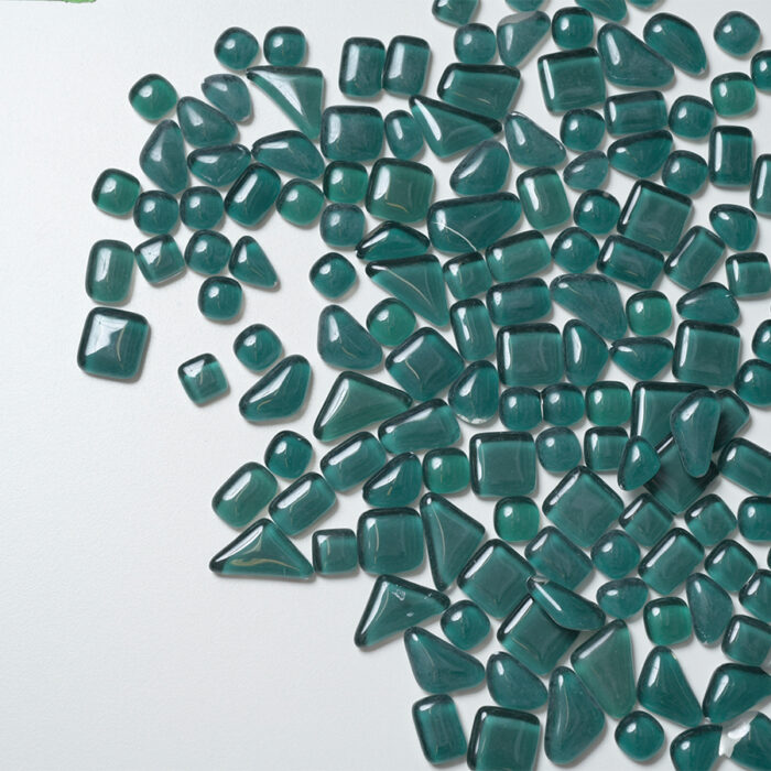 Mosaikshop Schweiz - Mosaiksteine| Softglas - uni - dunkeltürkis - polygonal |  S34-99