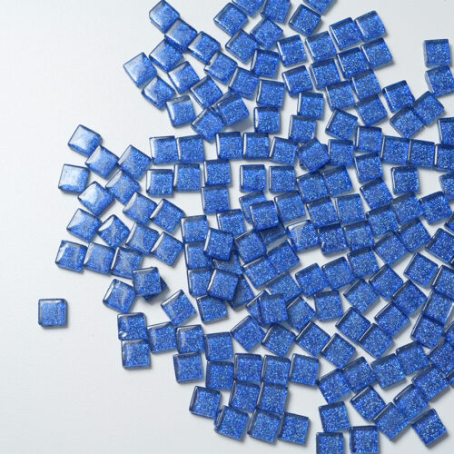 Mosaikshop Schweiz - Mosaiksteine| Softglas - glimmer - blau - 10x10mm |  S81-10