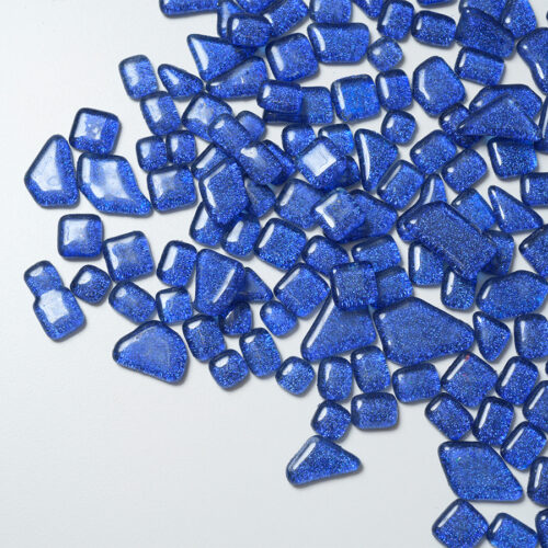 Mosaikshop Schweiz - Mosaiksteine| Softglas - glimmer - blau - polygonal |  S81-99