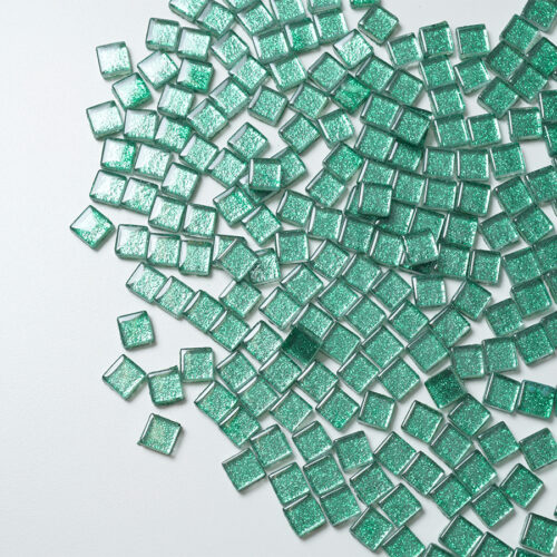 Mosaikshop Schweiz - Mosaiksteine| Softglas - glimmer - grün - 10x10mm |  S82-10