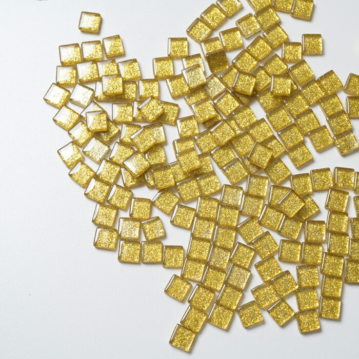 Mosaikshop Schweiz - Mosaiksteine| Softglas - glimmer - gold - 10x10mm |  S83-10