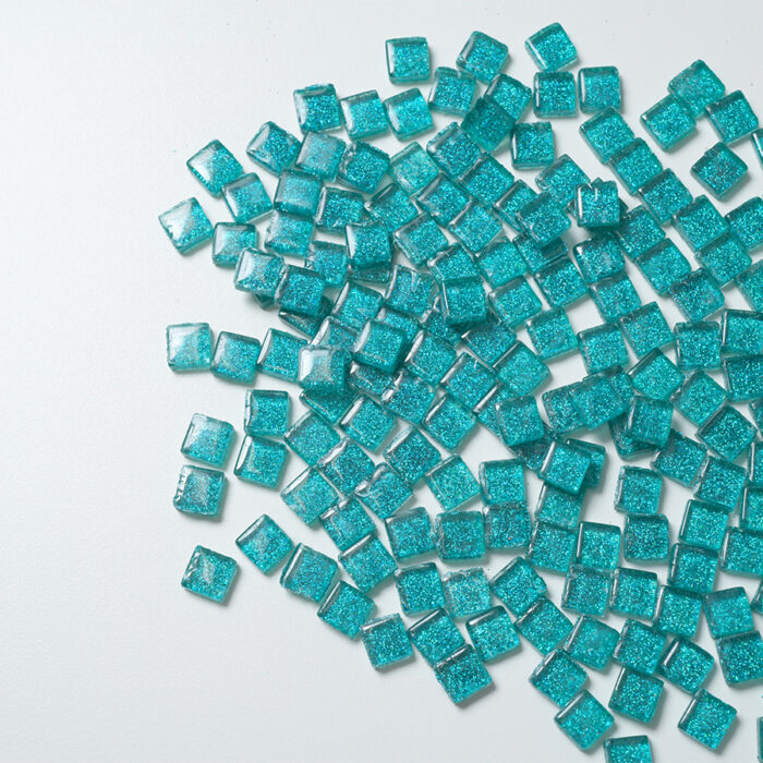 Mosaikshop Schweiz - Mosaiksteine| Softglas - glimmer - türkis - 10x10mm |  S86-10