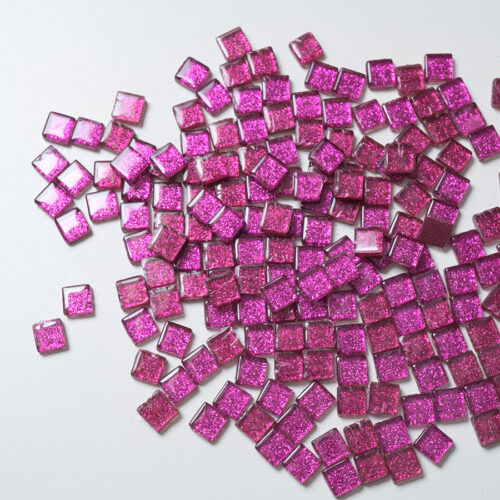 Mosaikshop Schweiz - Mosaiksteine| Softglas - glimmer - pink - 10x10mm |  S91-10