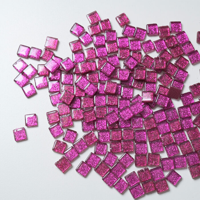 Mosaikshop Schweiz - Mosaiksteine| Softglas - glimmer - pink - 10x10mm |  S91-10