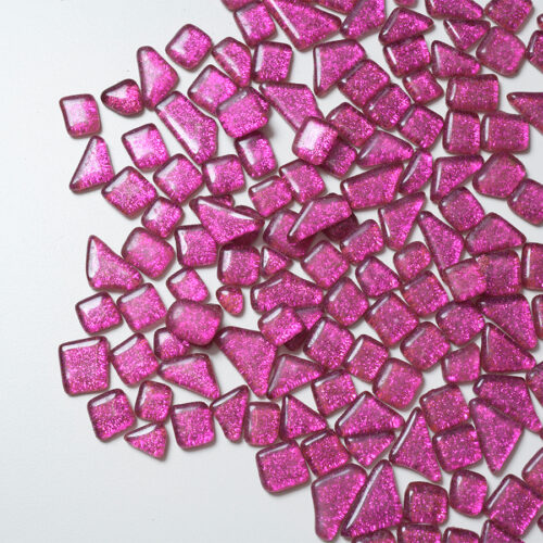 Mosaikshop Schweiz - Mosaiksteine| Softglas - glimmer - pink - polygonal |  S91-99