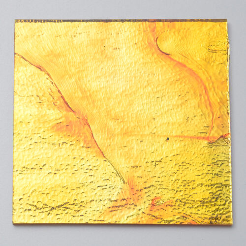 Mosaikshop Schweiz | Spiegel - Tiffanyglasspiegel - Quadrat - gelb-orange - 10x10cm |  SP-Spez4