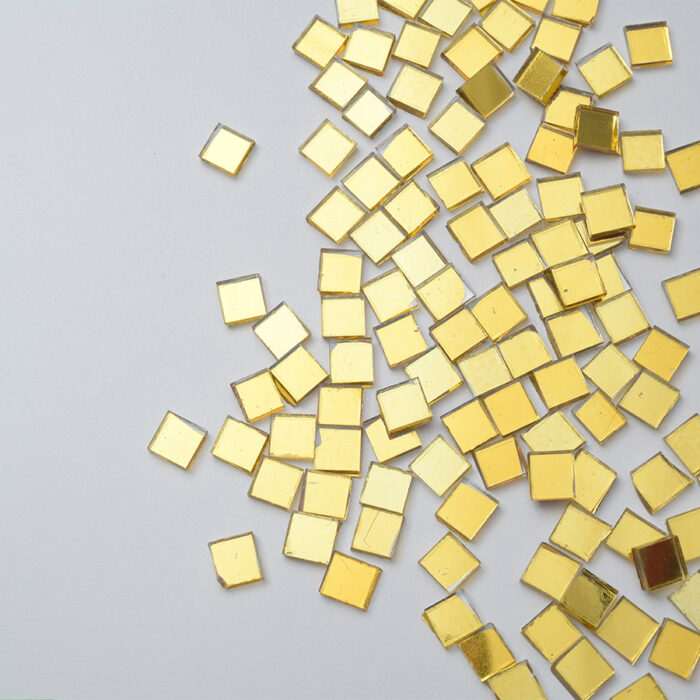 Mosaikshop Schweiz - Mosaiksteine| Spiegel - Standard - Quadrat - gelb-gold - 10x10mm |  SP10-20