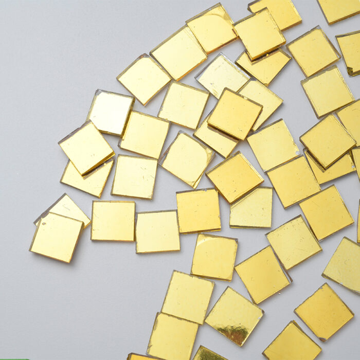 Mosaikshop Schweiz - Mosaiksteine| Spiegel - Standard - Quadrat - gelb-gold - 20x20mm |  SP20-20